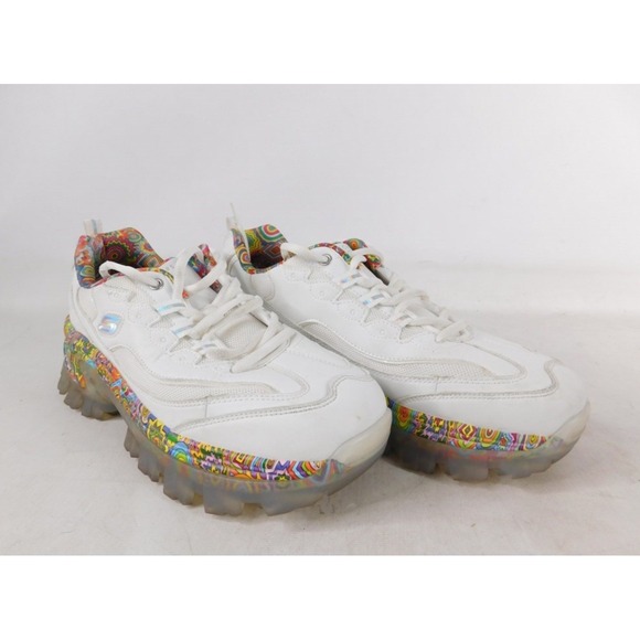 SKECHERS x Jen Stark White Rainbow Platform Sneakers Women's Size 10 - Picture 2 of 9